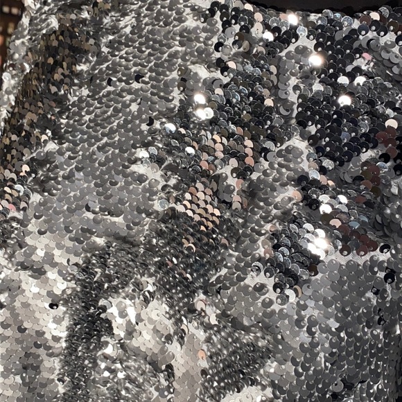 silver sequins, cold shoulder dress - Picture 11 of 15